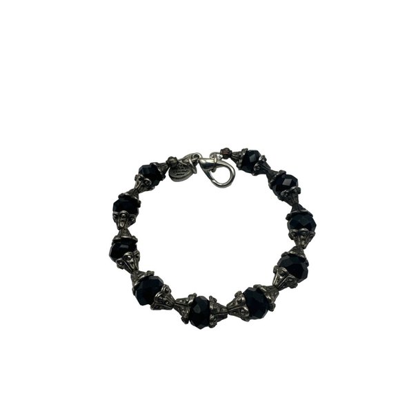 Chubby Chico Charms Gemstone Bracelet Black and Silver - Picture 1 of 5